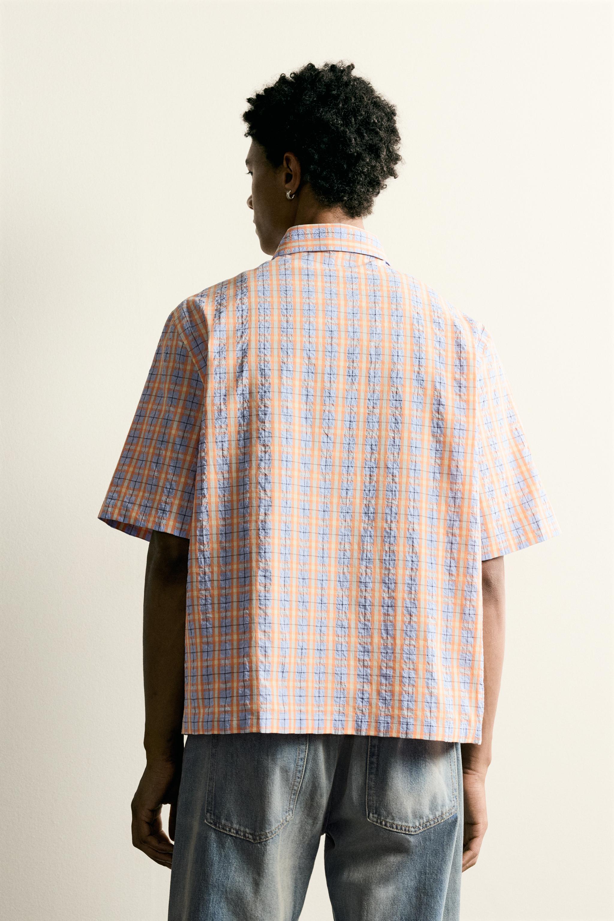 TEXTURED PLAID RELAXED FIT SHIRT